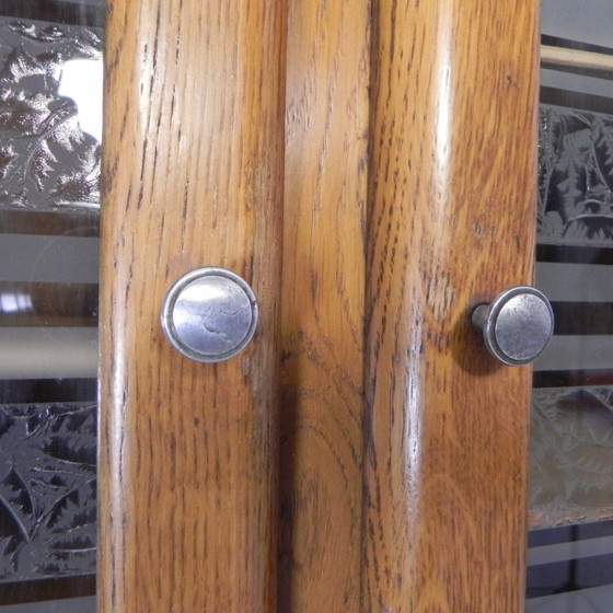 Image 1 of Wall Cabinet With 2 Doors With Figure Glass And 2 Drawers, 1950s