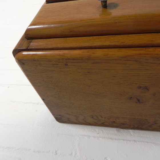 Image 1 of Wall Cabinet With 2 Doors With Figure Glass And 2 Drawers, 1950s