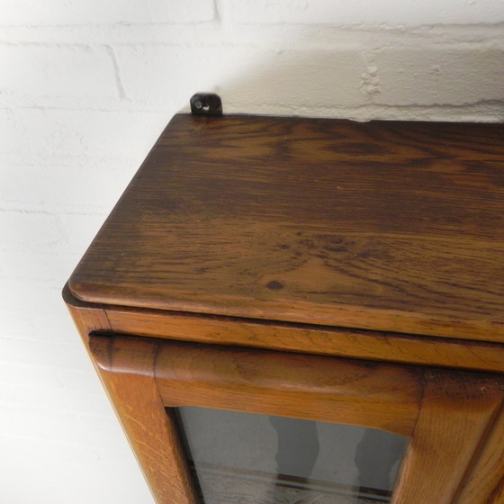 Image 1 of Wall Cabinet With 2 Doors With Figure Glass And 2 Drawers, 1950s