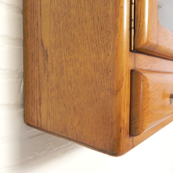 Image 1 of Wall Cabinet With 2 Doors With Figure Glass And 2 Drawers, 1950s