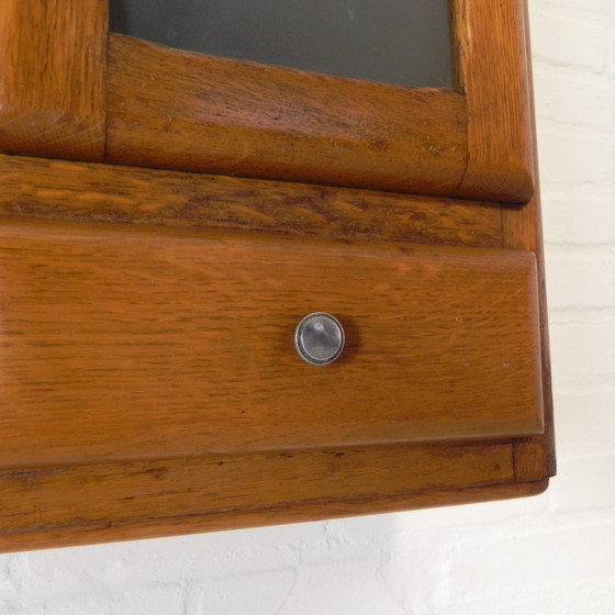 Image 1 of Wall Cabinet With 2 Doors With Figure Glass And 2 Drawers, 1950s