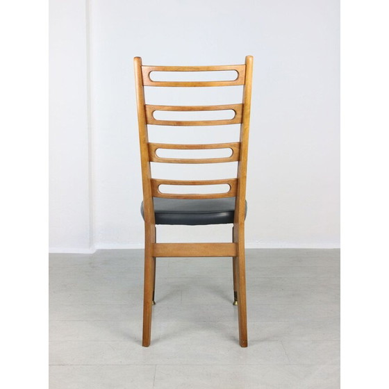 Image 1 of Pair of vintage vintage wooden & brass Scandinavian dining chairs
