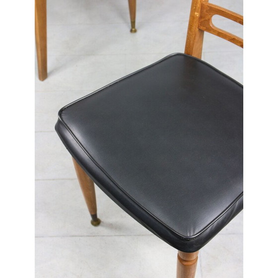 Image 1 of Pair of vintage vintage wooden & brass Scandinavian dining chairs