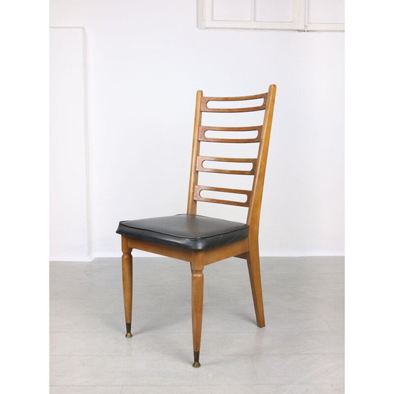 Image 1 of Pair of vintage vintage wooden & brass Scandinavian dining chairs