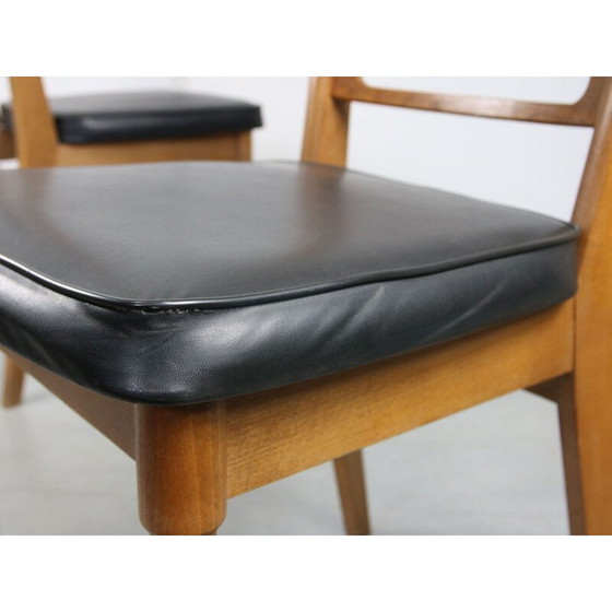 Image 1 of Pair of vintage vintage wooden & brass Scandinavian dining chairs