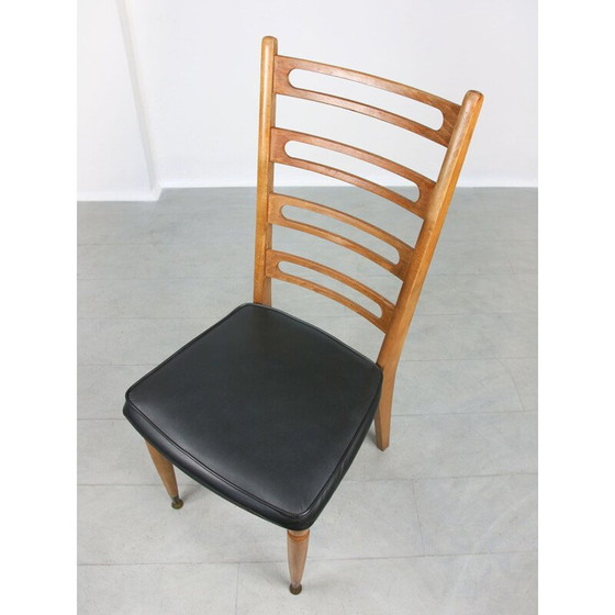 Image 1 of Pair of vintage vintage wooden & brass Scandinavian dining chairs