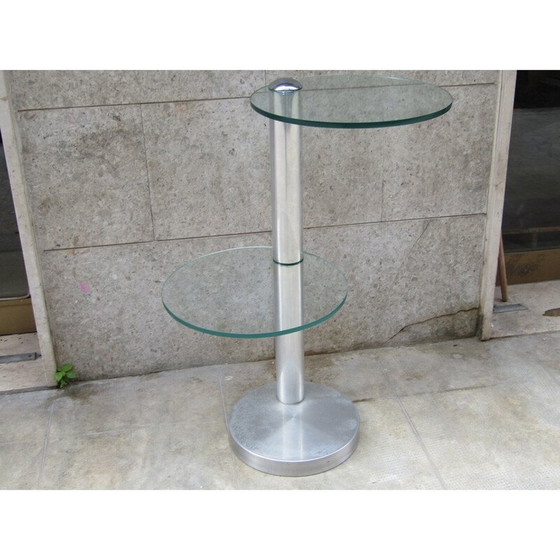 Image 1 of Tavolino da caffè circolare in vetro vintage, 1970