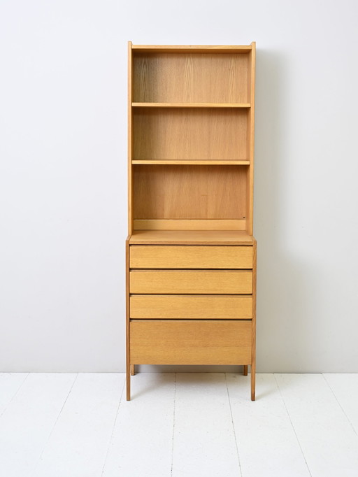 Scandinavian Oak Bookcase Cabinet