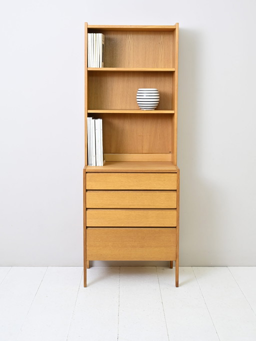 Scandinavian Oak Bookcase Cabinet