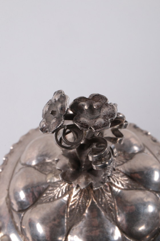 Image 1 of 18é German silver salt or condiment cup Ananas cup Nuremberg 1742