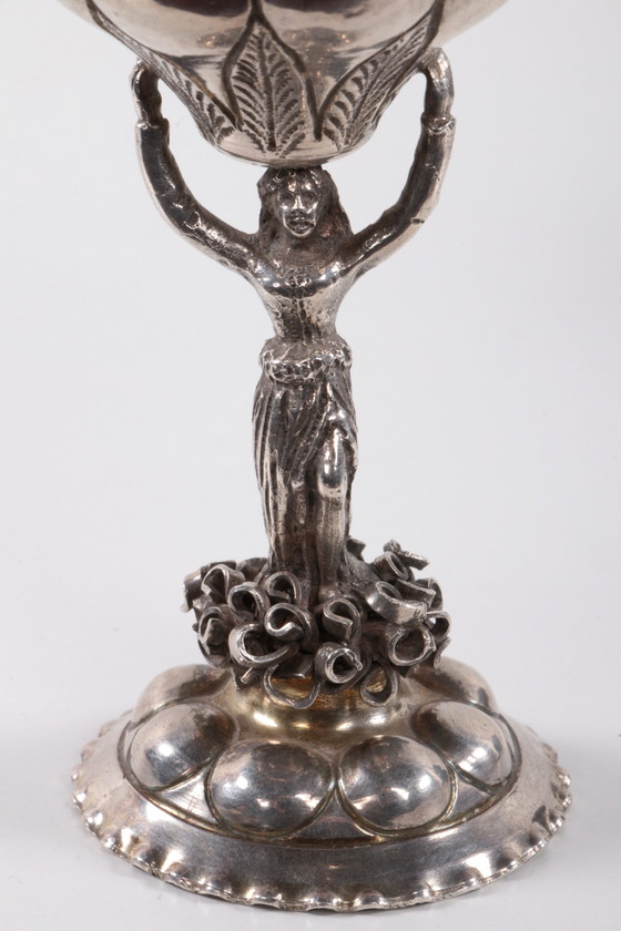 Image 1 of 18é German silver salt or condiment cup Ananas cup Nuremberg 1742