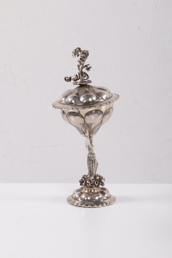 Image 1 of 18é German silver salt or condiment cup Ananas cup Nuremberg 1742