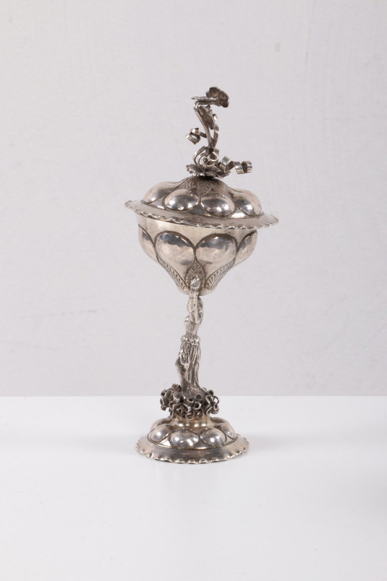 Image 1 of 18é German silver salt or condiment cup Ananas cup Nuremberg 1742