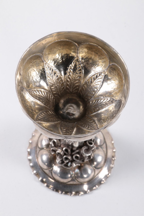 Image 1 of 18é German silver salt or condiment cup Ananas cup Nuremberg 1742