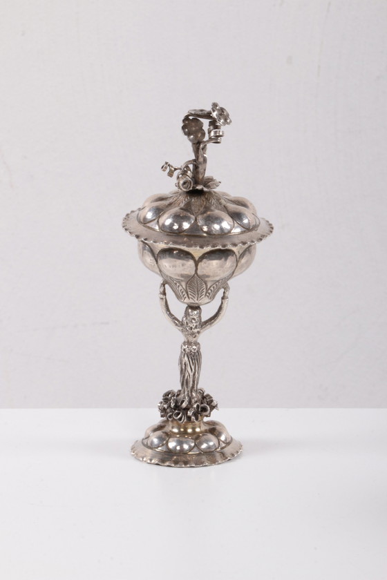 Image 1 of 18é German silver salt or condiment cup Ananas cup Nuremberg 1742