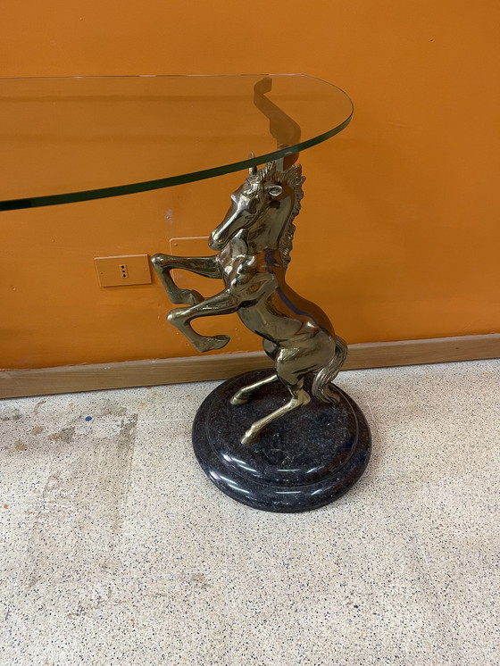 Image 1 of Unique Italian design console table with casted brass horses 