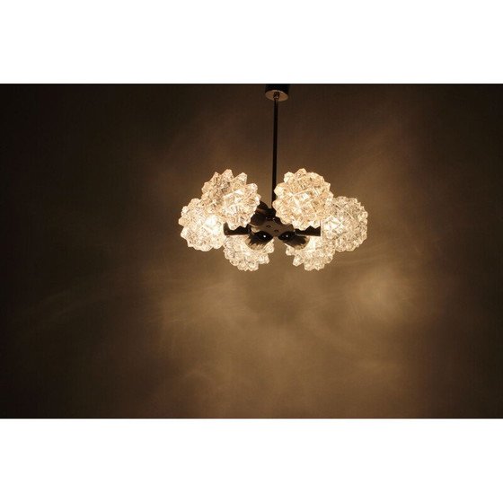 Image 1 of Lampadario vintage in acciaio cromato e vetro di Kamenicky Senov, Cecoslovacchia, 1970