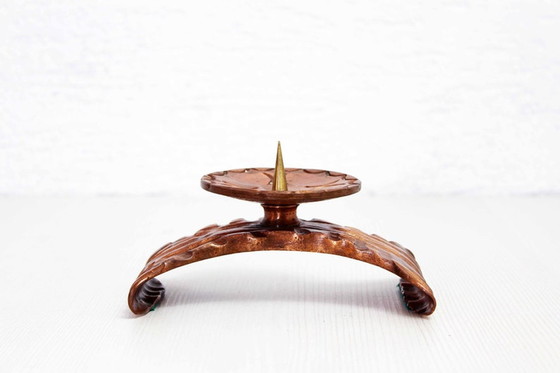 Image 1 of Brutalist copper bronze candlestick 1960