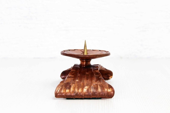 Image 1 of Brutalist copper bronze candlestick 1960