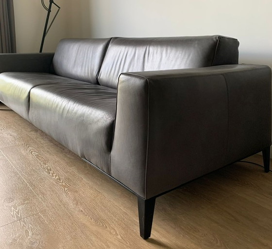 Image 1 of Molinari 3.5 seater leather sofa Manuel with hocker