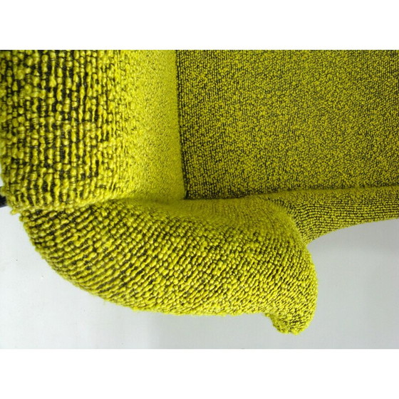 Image 1 of Vintage Wingback armchair in yellow and green fabric by Miroslav Navratil for Ton, 1960