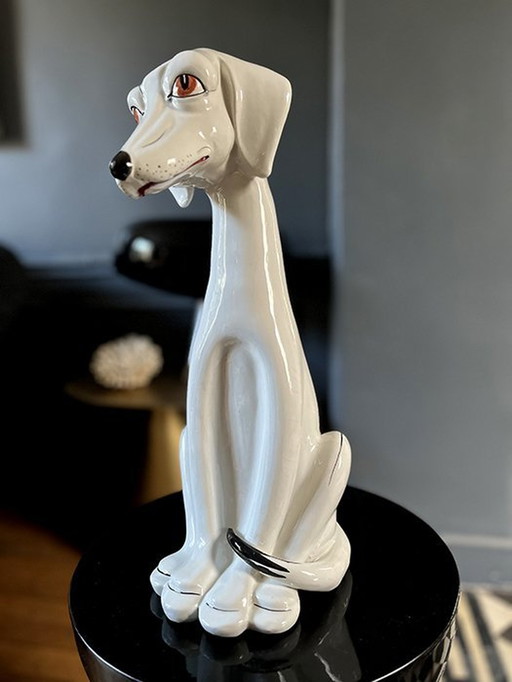 Magnificent Enameled Porcelain Dog