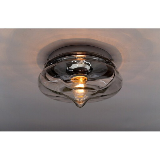 Vintage drop-shaped smoked glass ceiling lamp, Germany 1960