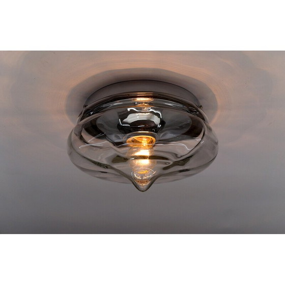 Image 1 of Vintage drop-shaped smoked glass ceiling lamp, Germany 1960
