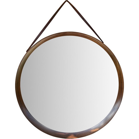 Image 1 of Vintage circular Luxus Santos rosewood wall mirror by Uno and Osten Kristiansson