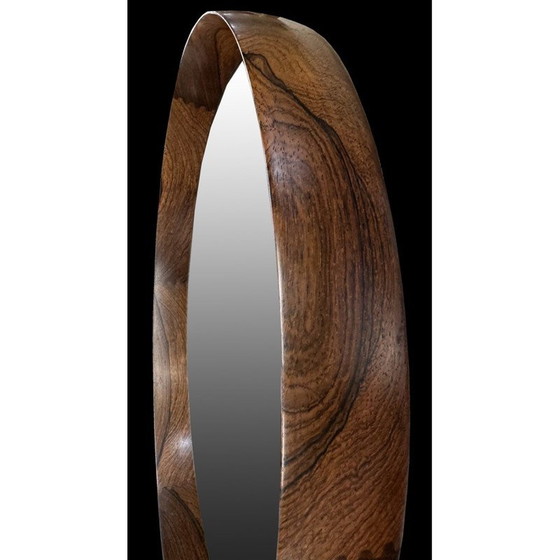 Image 1 of Vintage circular Luxus Santos rosewood wall mirror by Uno and Osten Kristiansson