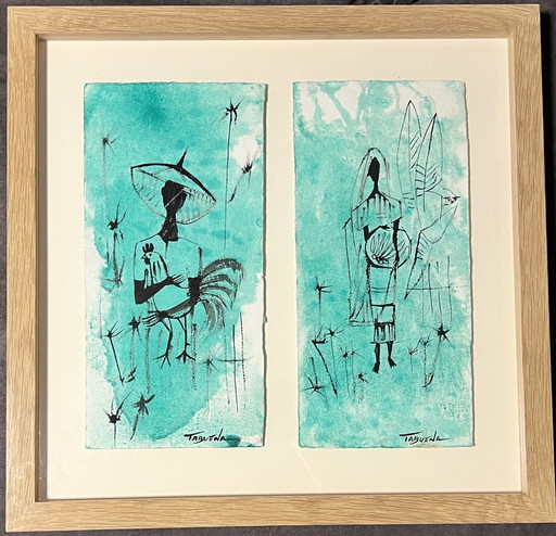 Romeo Tabuena. Figures, Watercolor And Ink On Paper, Philippines, Mexico