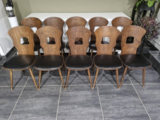 Suite De 10 Chaises De Bistrot Baumann Modèle "Gentiane" Vintage, Années 1960