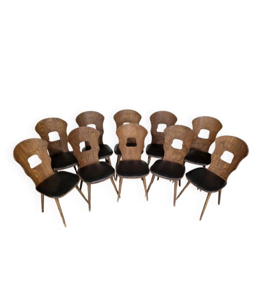 Suite De 10 Chaises De Bistrot Baumann Modèle "Gentiane" Vintage, Années 1960