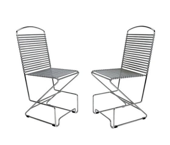 Image 1 of Set Of 2 Wire Chairs In Chrome