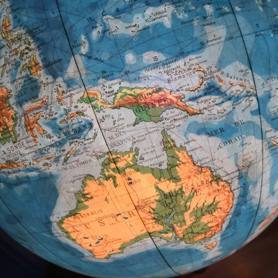 Image 1 of Grande mappamondo vintage • Vetro • Ottone • Columbia Duo • Space Age • 1960