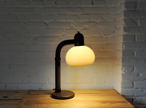 Image 1 of Brown 70S Plexiglas Mushroom Gooseneck Desk Lamp