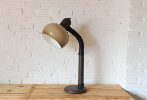 Brown 70S Plexiglas Mushroom Gooseneck Desk Lamp