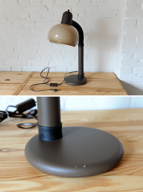 Image 1 of Brown 70S Plexiglas Mushroom Gooseneck Desk Lamp