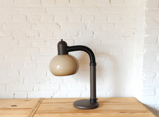 Image 1 of Brown 70S Plexiglas Mushroom Gooseneck Desk Lamp