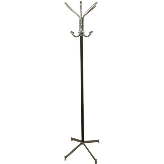 Image 1 of Mid-century industrial parrot coat rack, chrome and black, 1960