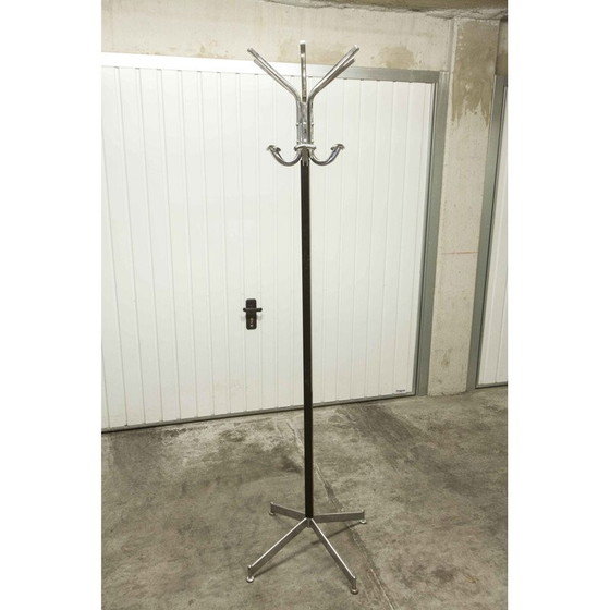 Image 1 of Mid-century industrial parrot coat rack, chrome and black, 1960