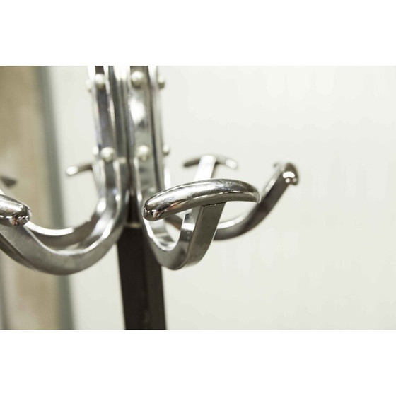 Image 1 of Mid-century industrial parrot coat rack, chrome and black, 1960