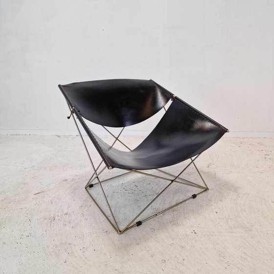 Image 1 of Set of 3 vintage Papillon F675 v chairs in tubular steel and leather by Pierre Paulin for Artifort, Netherlands 1960