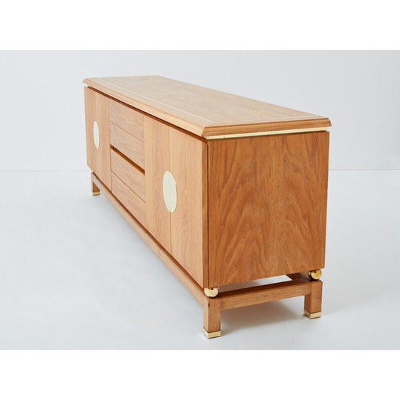 Image 1 of Vintage sideboard in ceruse oak and brass by Tommaso Barbi, Italy 1970