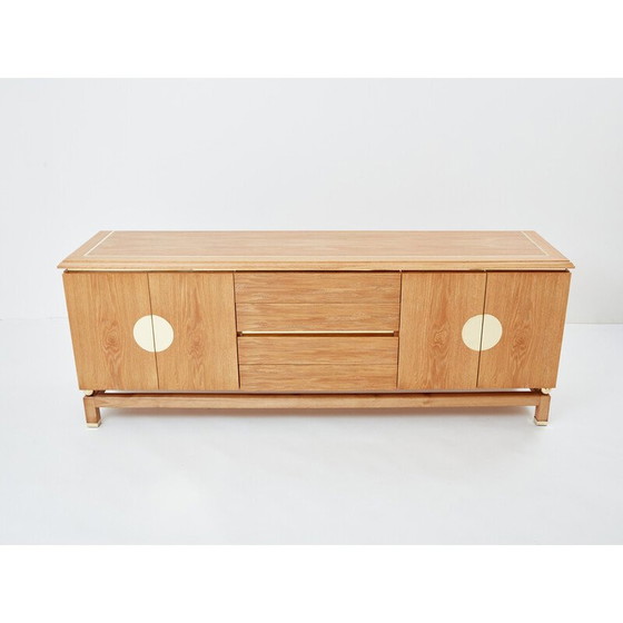 Image 1 of Vintage sideboard in ceruse oak and brass by Tommaso Barbi, Italy 1970