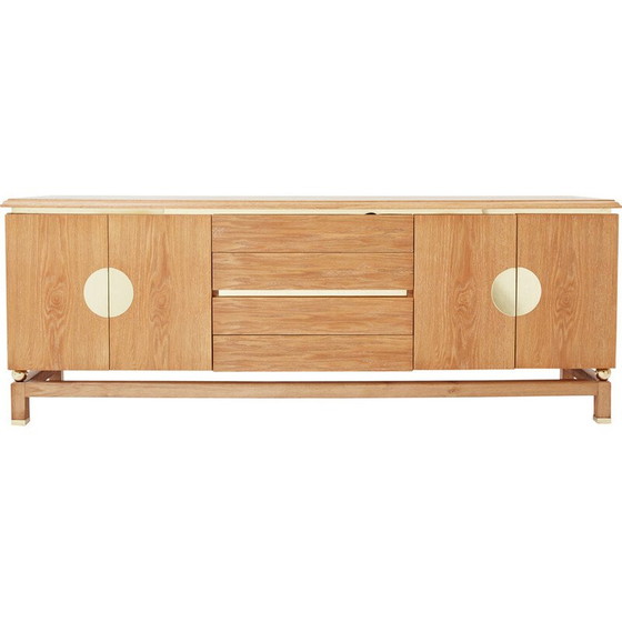 Image 1 of Vintage sideboard in ceruse oak and brass by Tommaso Barbi, Italy 1970