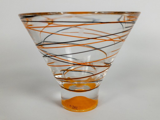 Nybro - Suède - Fait main - vase à guirlande - verre - cristal - années 1990