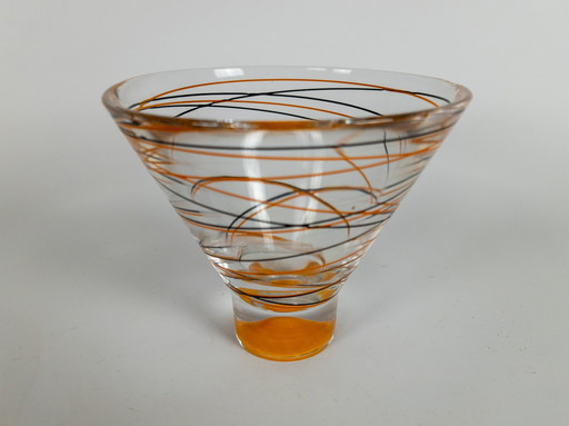 Nybro - Suède - Fait main - vase à guirlande - verre - cristal - années 1990