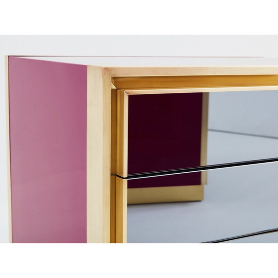 Image 1 of Pair of vintage lacquered brass bedside tables for Maison Jansen, 1970