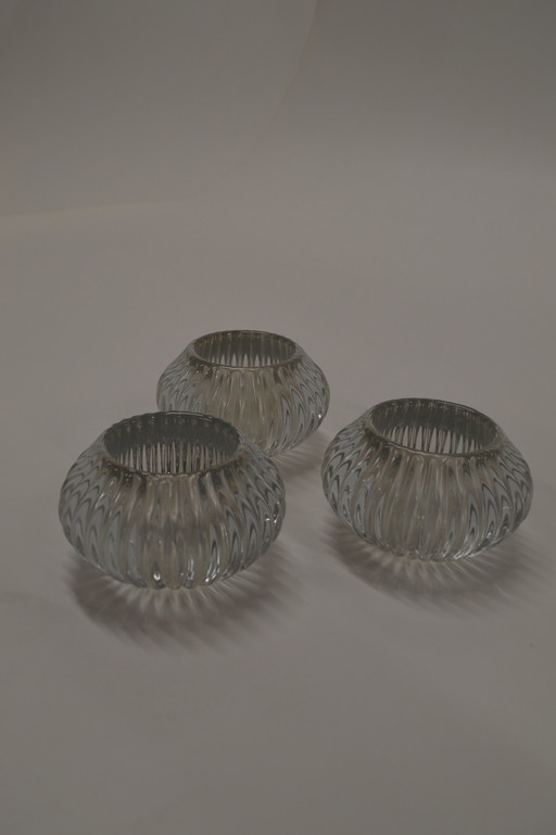 Set Of 3 Glass Tealight Holders